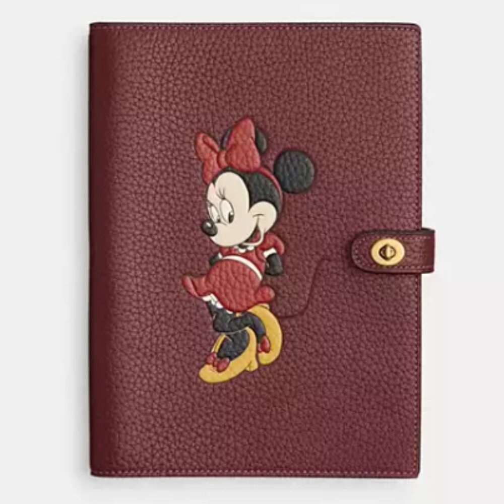 Disney X Coach Notebook In Regenerative Leather With Minnie Mouse